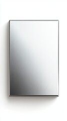 Minimalist sleek rectangular mirror with thin frame on plain white background ideal for modern bathroom decor and contemporary interior design