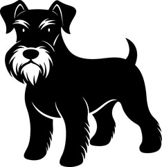 miniature schnauzer simple black silhouette, Black silhouette vector icon, silhouette illustration, Animal silhouette