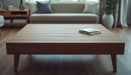 coffee table with a book on top of it