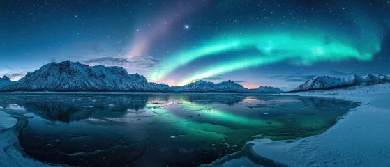 Mesmerizing aurora borealis over a serene arctic landscape © Krzysztof