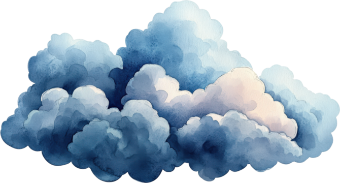 Watercolor Illustration of a Fluffy Cloud