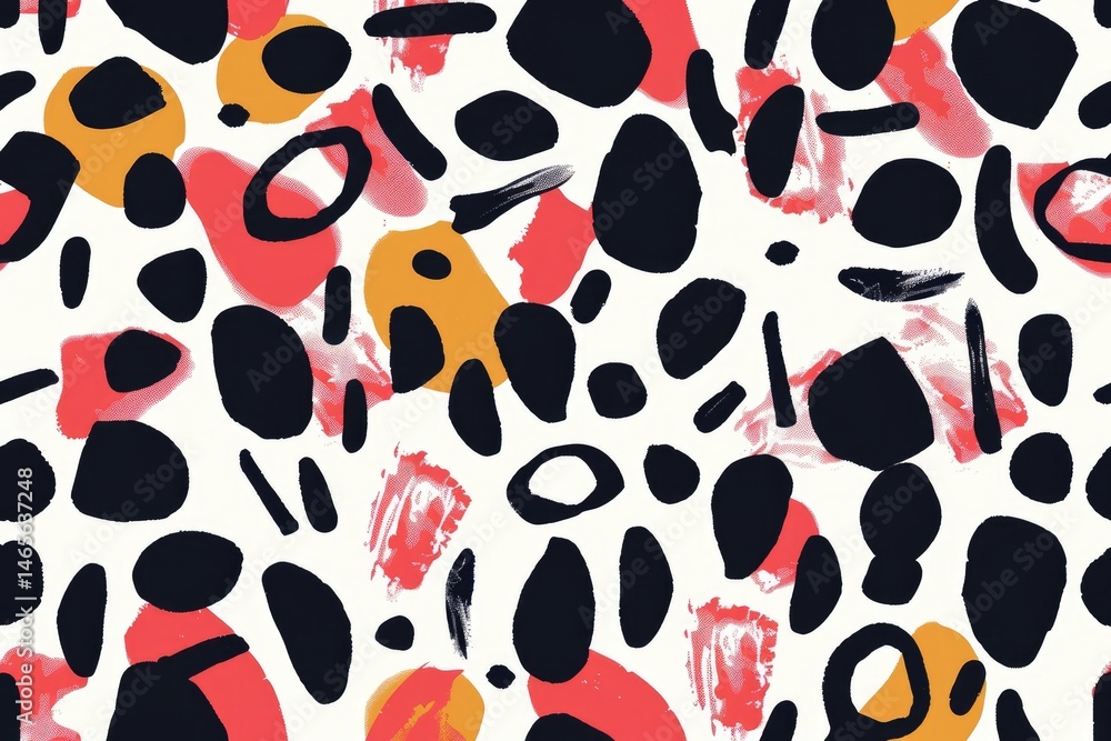 Poster abstract pattern with black, orange, and red shapes on a light background. background image of geome