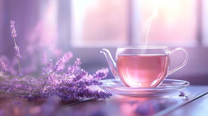 lavender tea, healthy herbal natural tea, beverage background, 16:9
