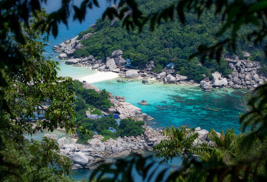 Aerial view of a tropical beach, Koh Nang Yuan, Ko Pha-Ngan District, Surat Thani Province, Thailand