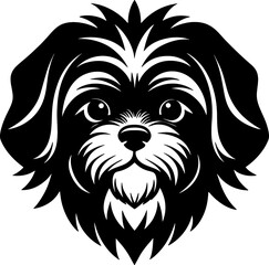 shih tzu head simple black silhouette, Black silhouette vector icon, silhouette illustration, Animal silhouette