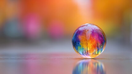 Exploring Creativity Through a Vibrant Glass Sphere Reflecting a Colorful World
