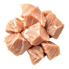 chunks of cooked tuna on transparent background