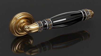 Modern door handles in silver and gold are available as metal furniture handles for open room doors, presented as realistic 3D interior elements isolated in a modern illustration