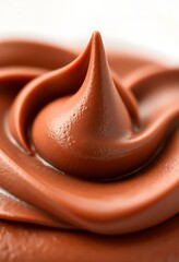 close up of a chocolate icing on a cake