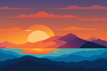 sunset in mountains