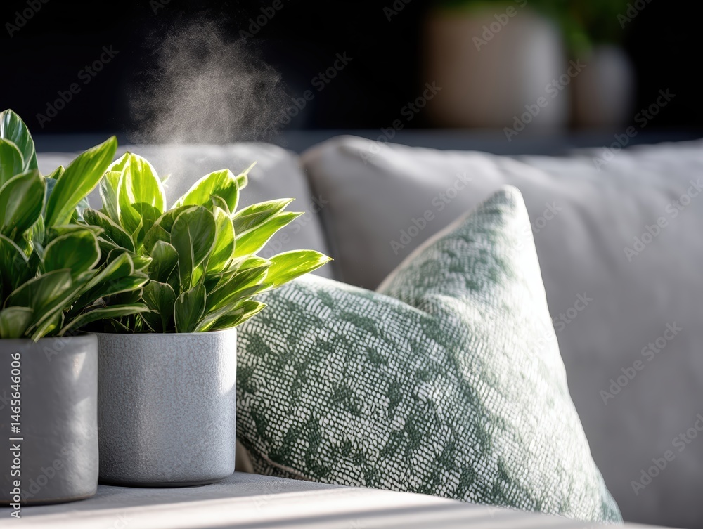 Poster create your own tranquil hideaway with plants and soft cushions in warm sunlight