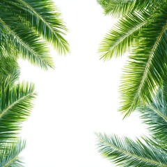 Fototapeta premium Tropical palm leaves frame background summer vacation concept