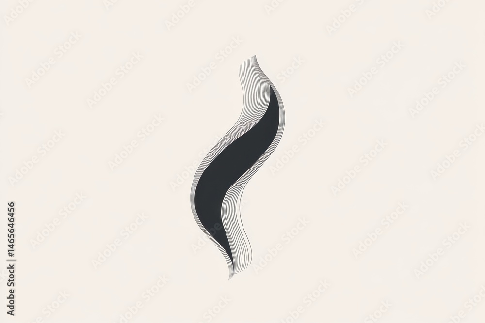 Poster Simple line drawing of a delicate plant branch with leaves, showcasing minimalist art style in a neutral background setting for botanical themes