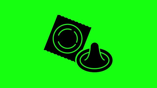 Condom Contraceptive Pack Icon on Green Background