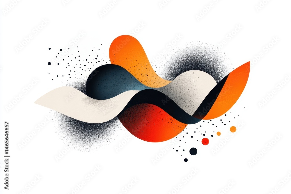 Aufkleber colorful abstract design with flowing waves and swirling shapes against a white background, created 