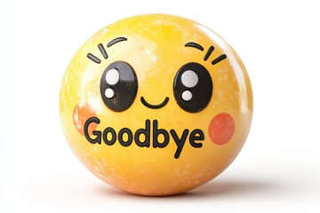 Smiling yellow ball with goodbye message on a clean background, perfect for farewell occasions or positive send-offs