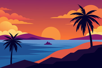 Naklejka premium sunset on the beach