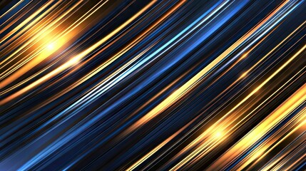 Dynamic diagonal lines of gold and blue light.