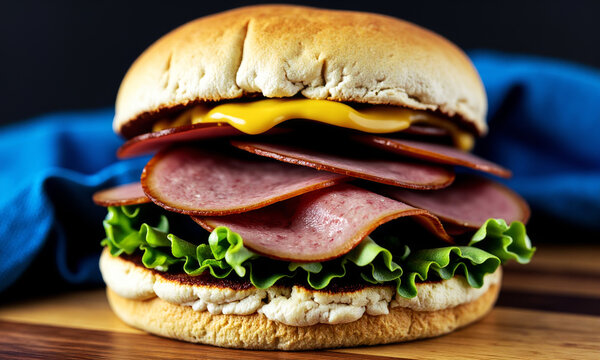 Classic Fried Bologna Sandwich: Fried Bologna Slice, Mustard in Bun