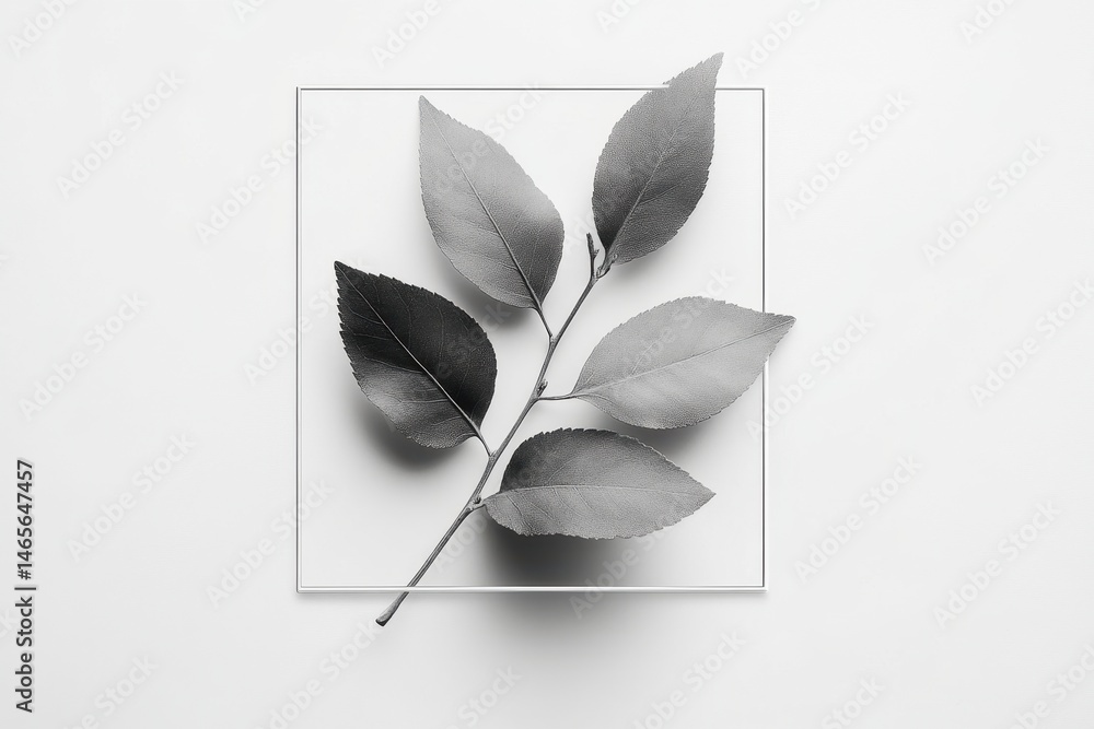 Poster natural green leaves arranged on a simple background creating an aesthetic and serene atmosphere sui