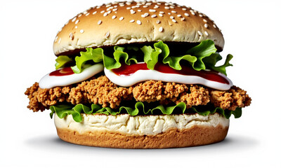 Fiery Zinger Burger: Spicy Fried Chicken Fillet, Lettuce, Sauce in Sesame Bun