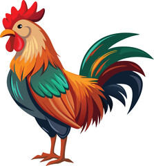 Lifelike Rooster Vector Artwork on White Background.