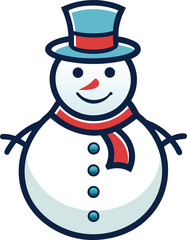  Minimalist Snowman Illustration with Fine Line Details and White Background.