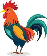 Proud Standing Rooster Clipart with Bold Colors.