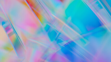 3d neon futuristic glass. Transparent Rainbow Glass. 3D rendering illustration, not AI.