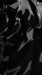 Abstract black vertical background. Oil, petroleum, rock oil. Silk, satin. Black tar, gum. 3d rendering illustration not AI