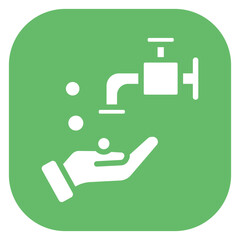 Bold Glyph Washing Hands Rounded Square Icon