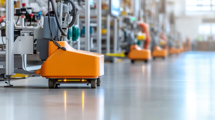 Automated vehicles in modern manufacturing facility for efficient car part transportation