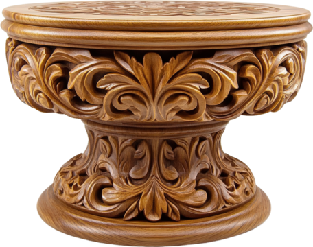 Ornate Carved Wooden Chessboard Stand