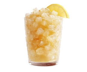 Refreshing lemonade drink on ice summer vibes glass beverage top-down view isolated on transparent background