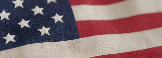 Obraz premium Close-up of United States Flag Detail: Blue Field and Stripes