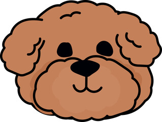 Poodle face flat color cartoon dog face vector illustration