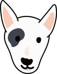 Bull terrier cartoon flat color cartoon dog face vector illustration