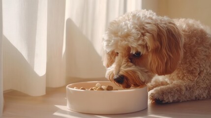 Adorable Dog Enjoying Meal in Cozy Setting