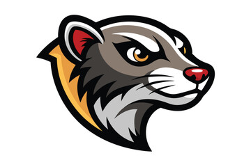 Distinctive marten illustration presents animal profile with bold outline and striking colors