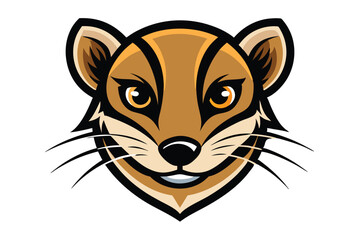 Smiling cougar face with a black outline exudes confidence and strength on a white background