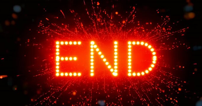 Glowing sign with the word end in it