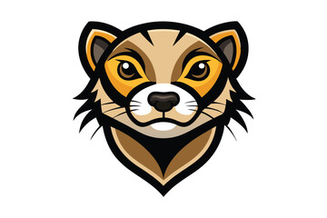 Focused meerkat face shows its distinctive golden eyes and sleek fur details