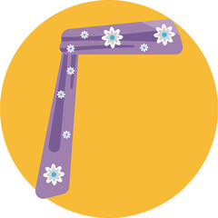 A colorful, patterned scarf often worn around the neck or head, symbolizing bohemian style.