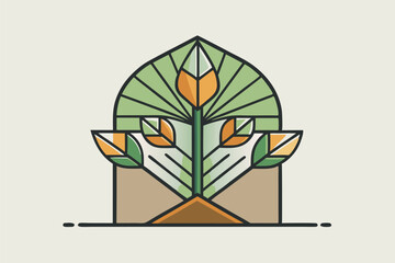 Stylized vector illustration of a decorative plant with geometric elements and bold colors suitable for various design projects