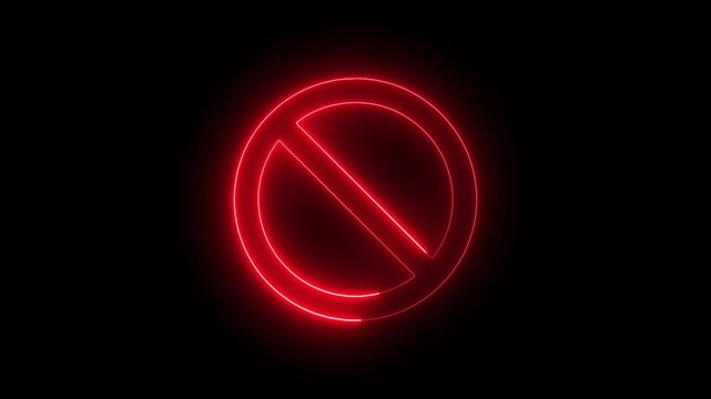 glowing neon line ban icon animation stop wrong problem attention carful warning animated. Not Allowed Animated Symbo