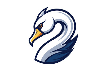 Isolated white swan head shows a strong streamlined design against a plain background