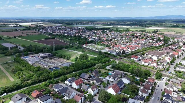 Drohnenaufnahme von Braunshardt, Weiterstadt, Hessen.