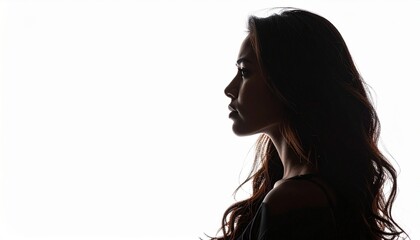 悩む女性のシルエット