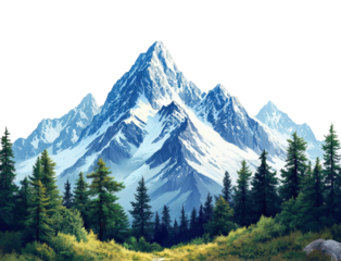 Exploring majestic mountain landscapes nature reserve digital scenic view isolated on transparent background