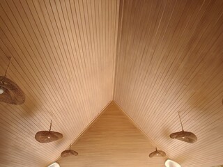Decorative the bamboo ceiling lamp. Hanging bamboo lamp for warm light. Traditional bamboo craftsmanship.